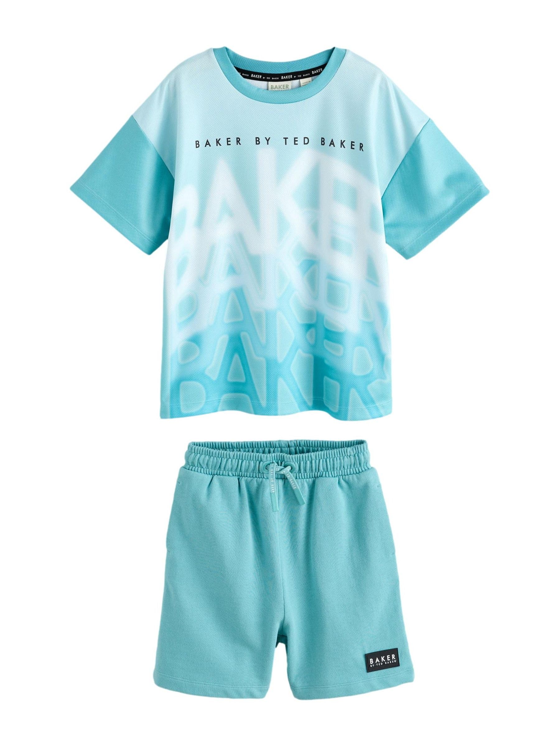 Jungen Oversized Fit T-Shirt mit Farbverlauf und Shorts im Set