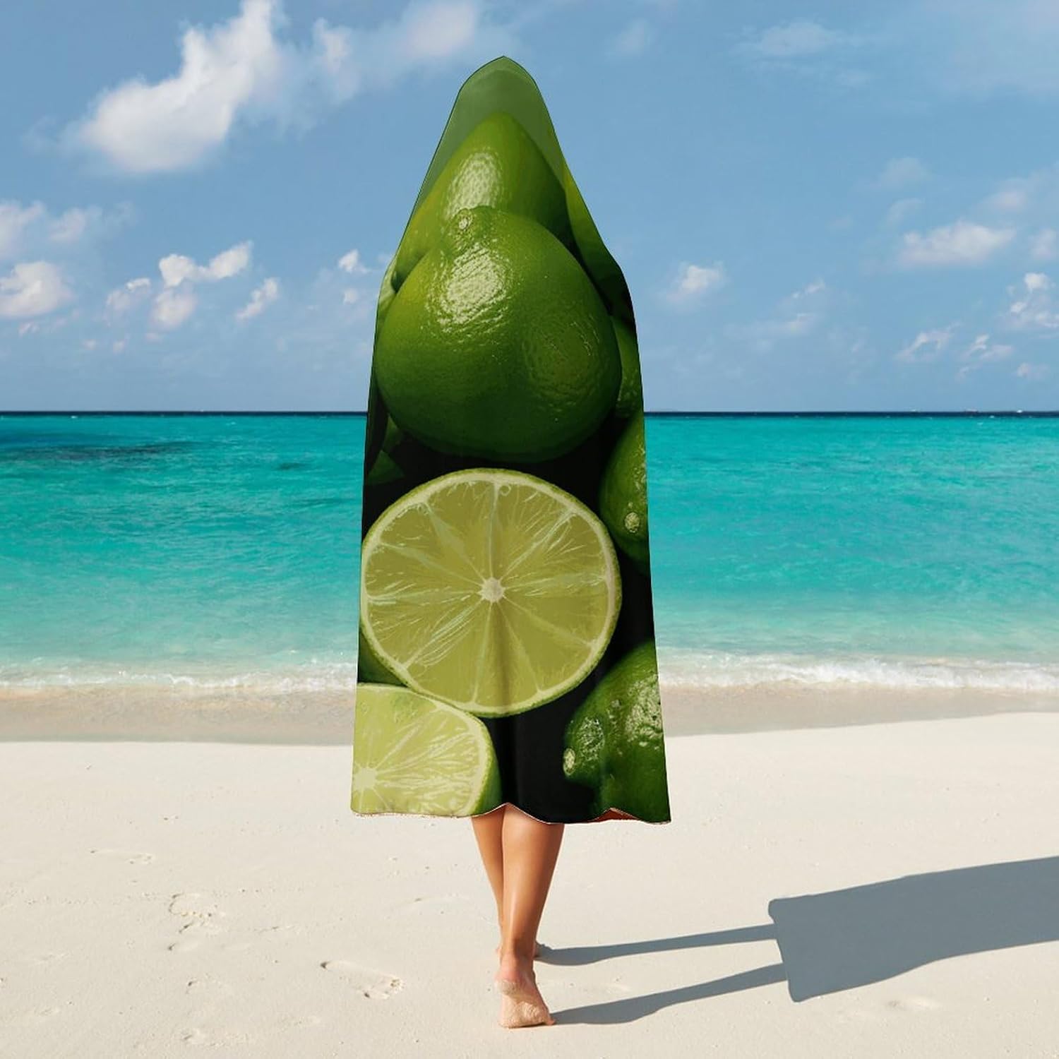 Fresh Green Lime Hooded Blanket Cozy And Functional,Wearable Blanket Hoodie for Women Men,Blanket Poncho Presents50 x60