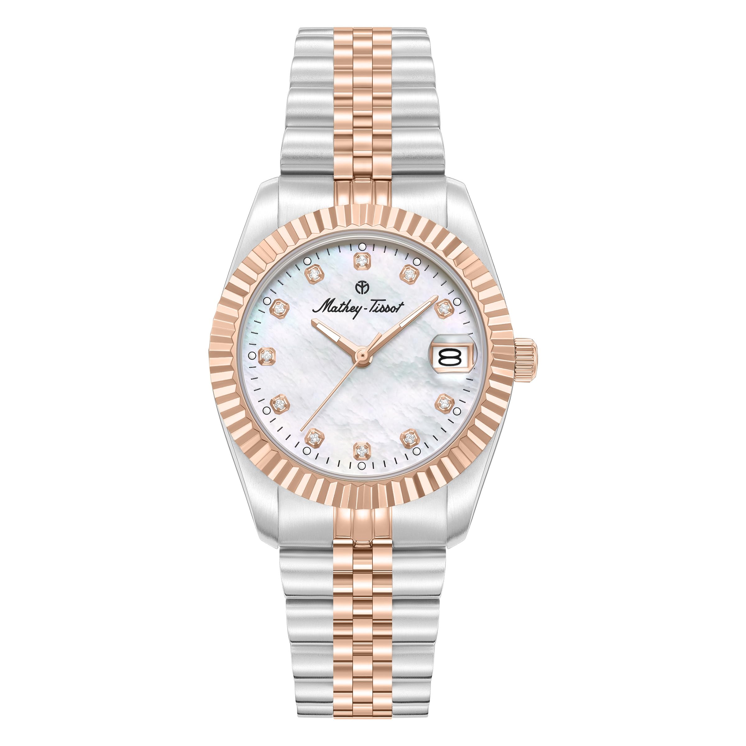 Mathey-Tissot Reloj de cuarzo blanco con esfera de nácar para mujer H250954A-C