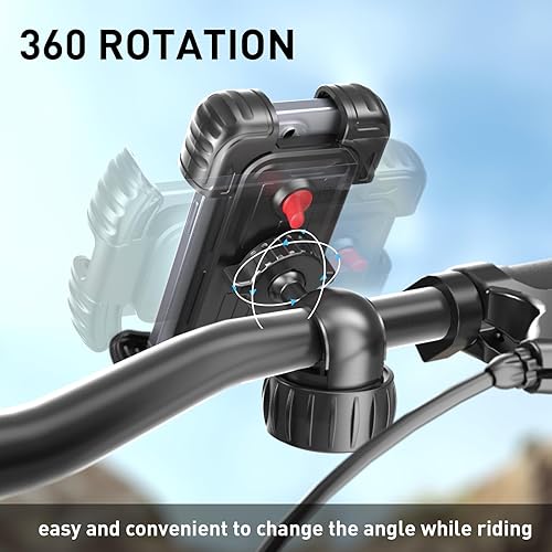 Miniatura 5 de Hiboy Soporte de teléfono para bicicleta, soporte de teléfono de motocicleta ajustable de rotación de 360, clip de teléfono para manillar de