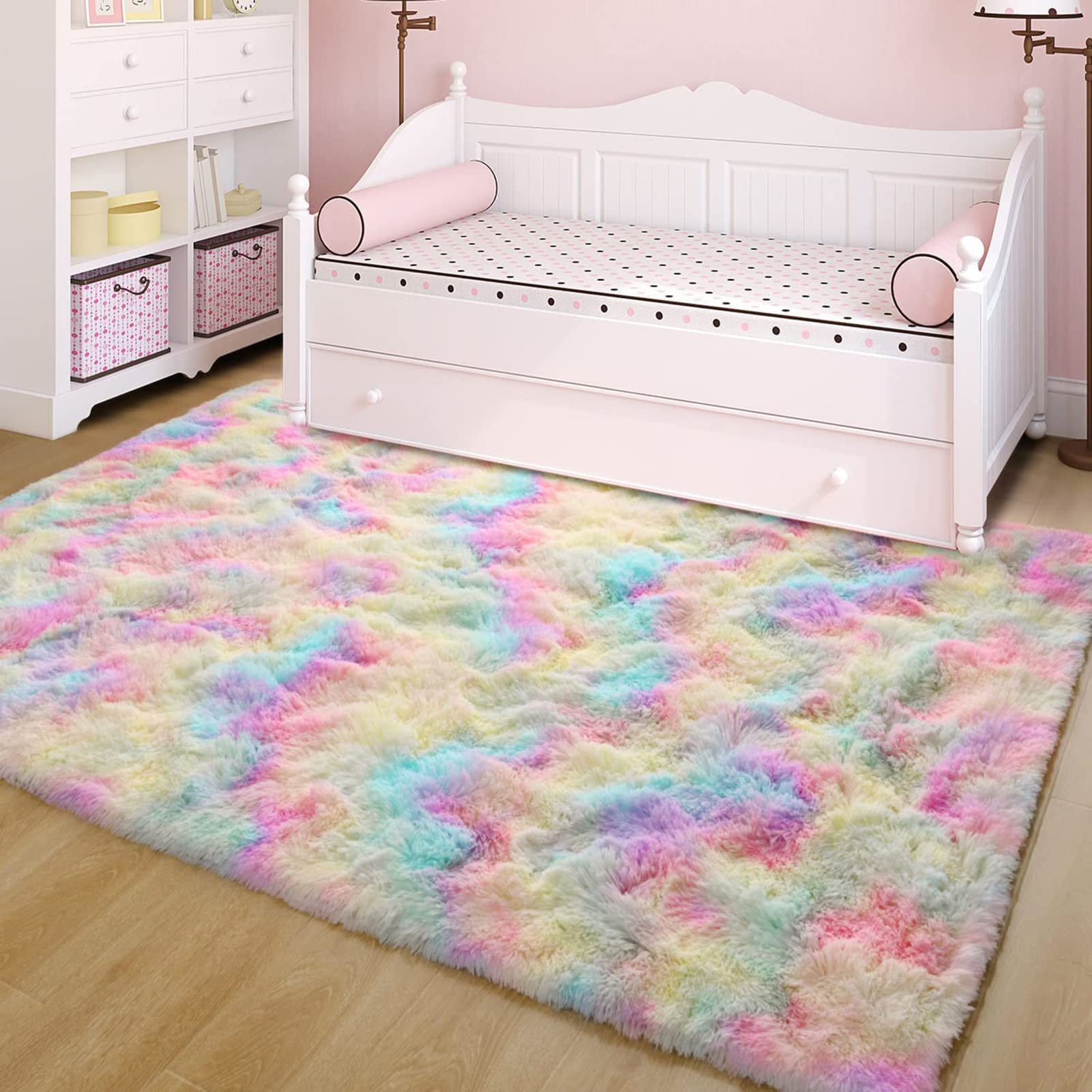 Zachte Warme Dikke Shaggy Shag Tapijt, Tie-dye huis woonkamer slaapkamer pluche tapijt-Camel_60*160, Zachte Non Shed Dikke Effen Gemakkelijk schoon Shaggy Tapijten