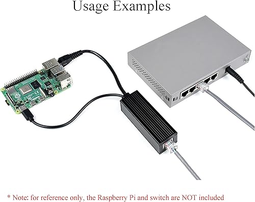 Type-C Gigabit PoE Splitter 5V 5A 25W, Onboard MPS Control Chip, 802.3af/at-Compliant 37V ~ 57V Input, for Raspberry Pi 5 4B 3B+ or 5V-Powered Network Camera Devices
