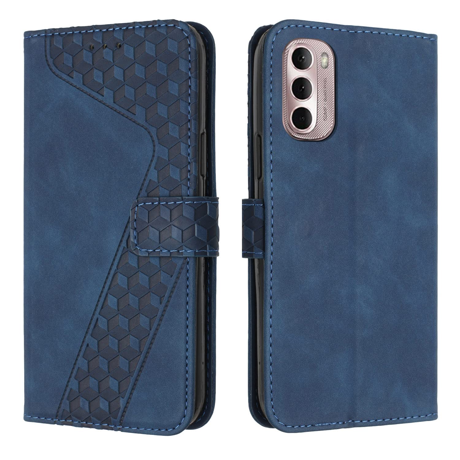 HONLEN Leder-Hülle Mit Magnet Für Motorola Moto G32 - Brieftaschen-Funktion, Standfuß, 2 Kartenfächer, Schwarz