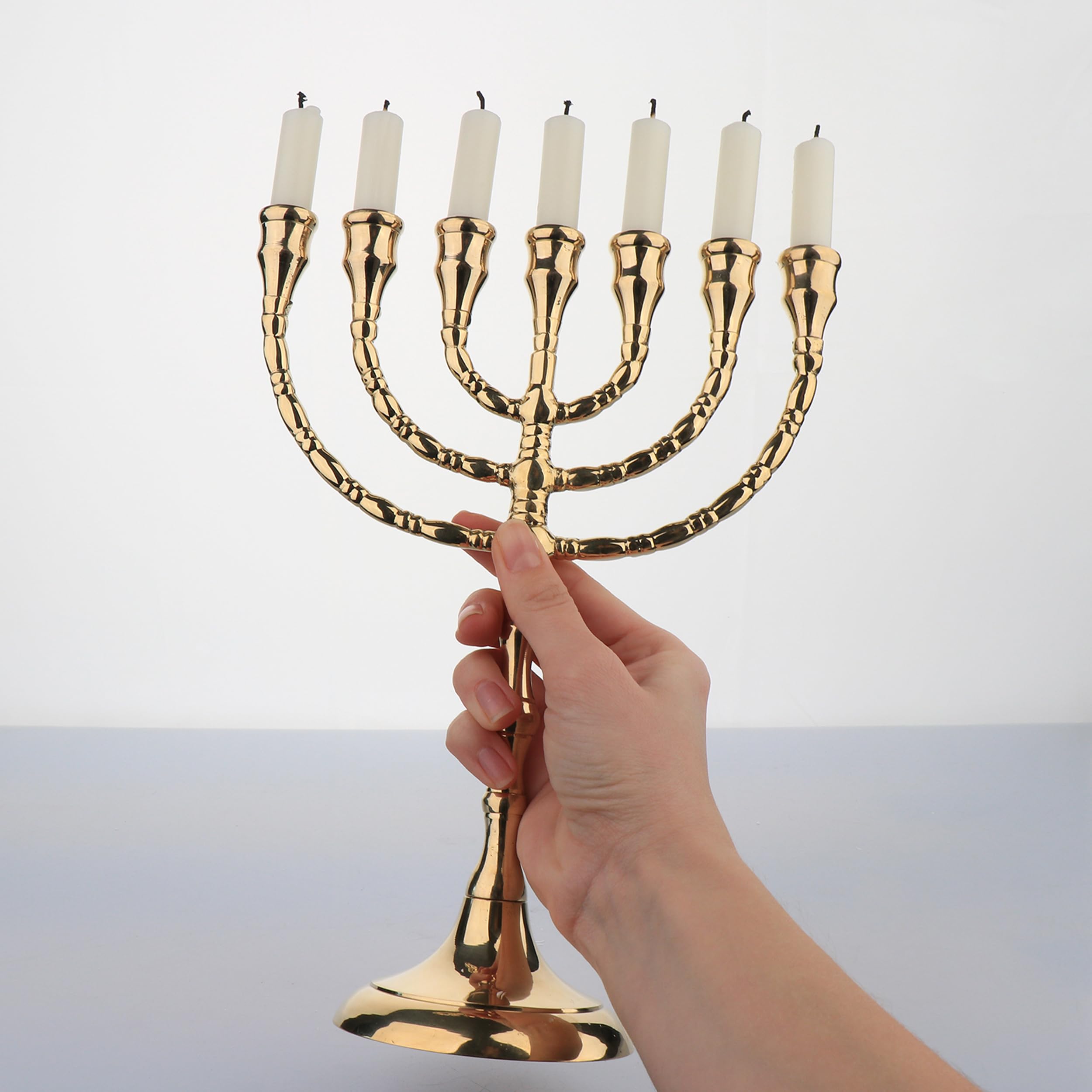 NKlaus Menorah in ottone fatto a mano portacandele 25 cm 2791