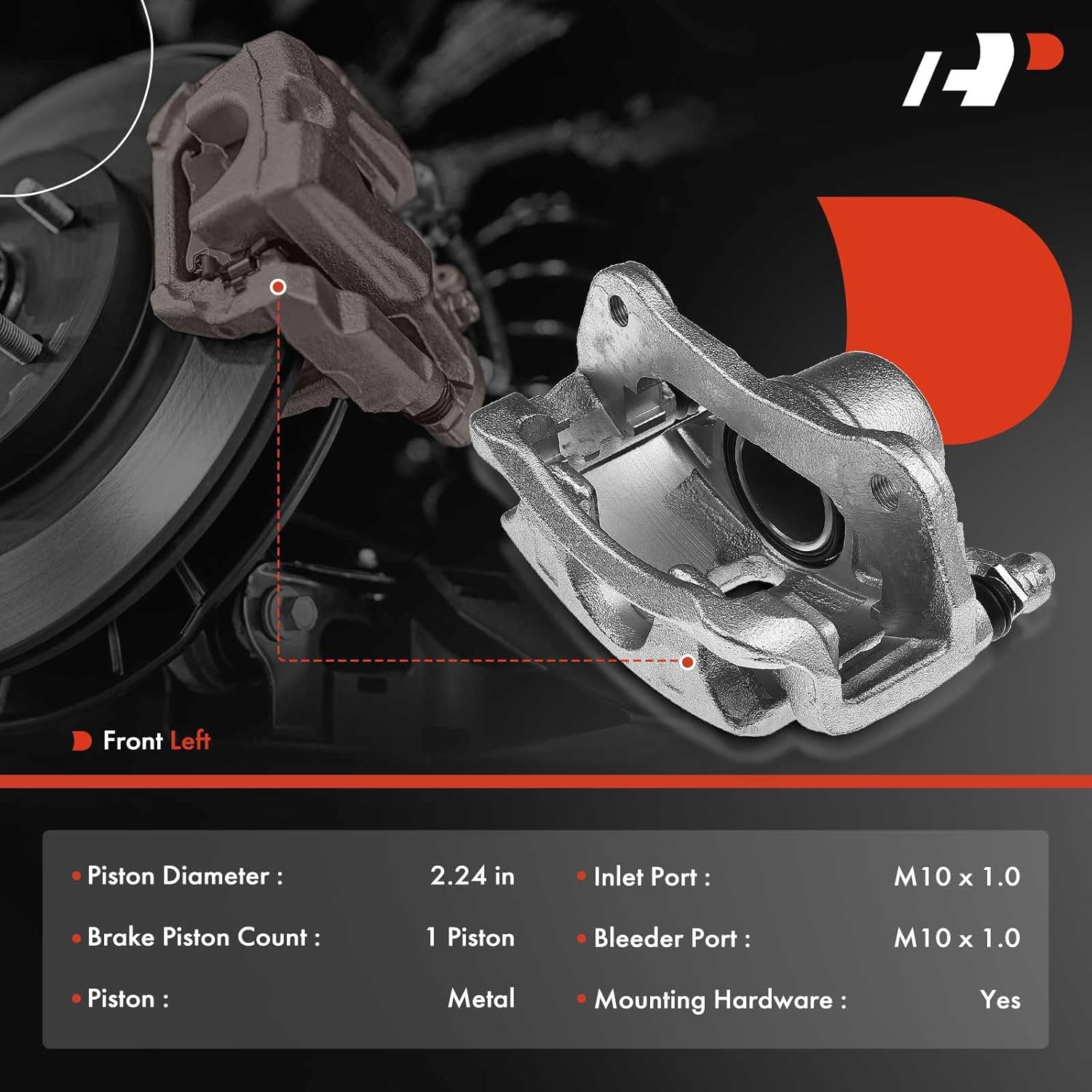 A-Premium Disc Brake Caliper Assembly with Bracket Compatible with Select Honda Models - CR-V 2012 2013 2014 2015 2016, L4 2.4L - Front Left Driver Side