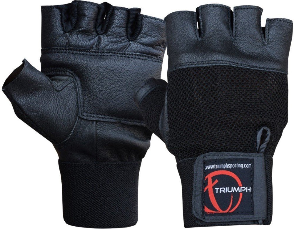 Triumph Power Leather Gym Gloves Black (XL)-image-46