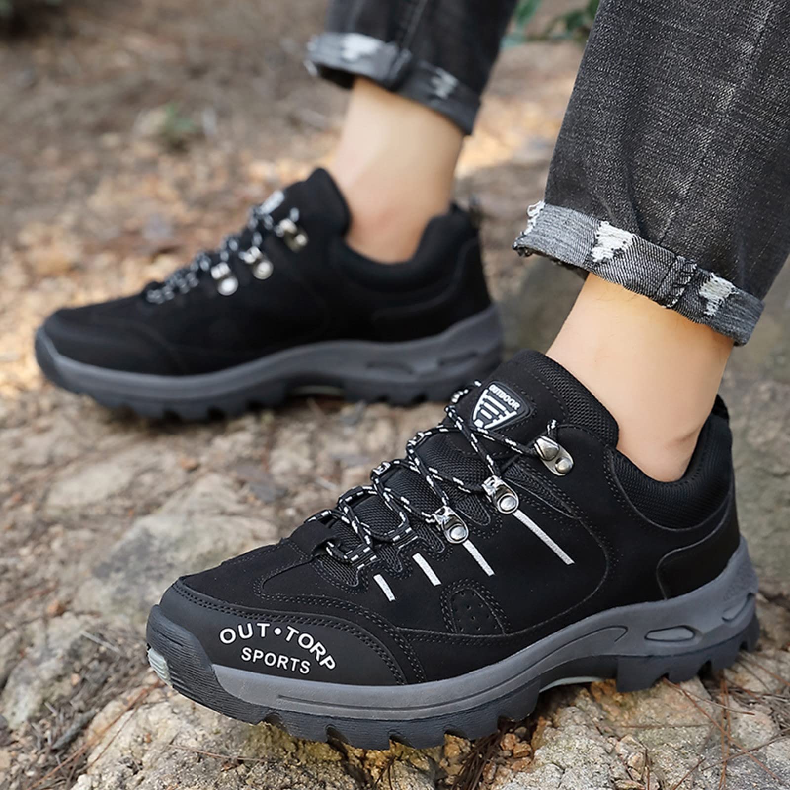 Scarpe da passeggio casual da uomo, in pelle scamosciata, con lacci, per