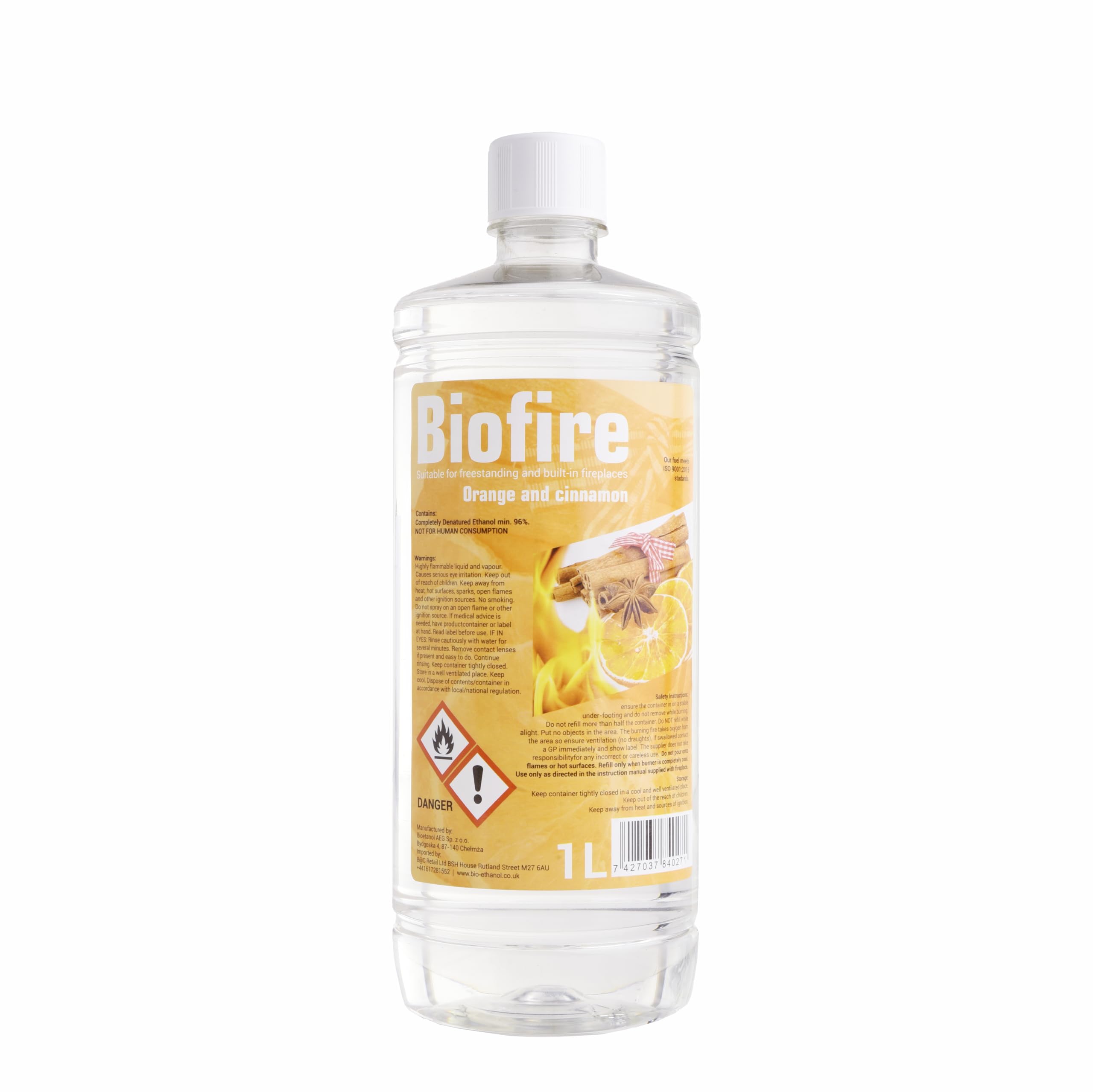 Bioethanol Scented liquid Fuel Eco Line Premium Grade Quality, Clean Burn 1L Containers (Orange/Cinnamon, 6L)