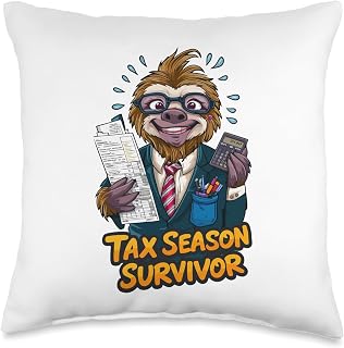 Tax Season Survivor, Taxable intellectual Sloth Throw Pillow