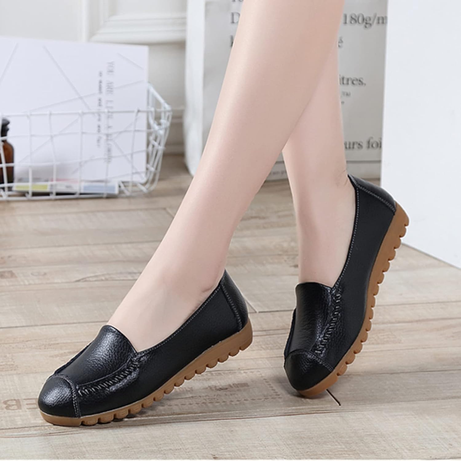 [PANLON] 通勤用 コンフォートシューズ ローヒール パンプス 痛くない レディース ブラック 23.0cm 黒 靴 歩きやす