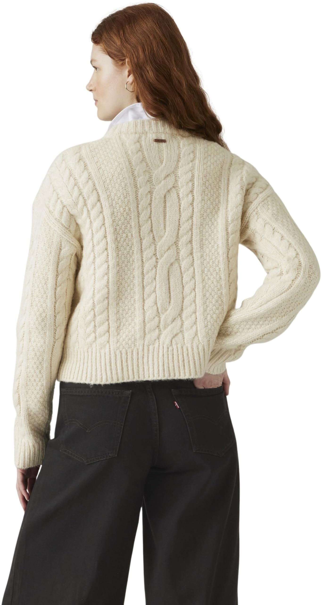 Levi's Donna Pullover Ines Cable con Motivo a Trecce, Relaxed Fit
