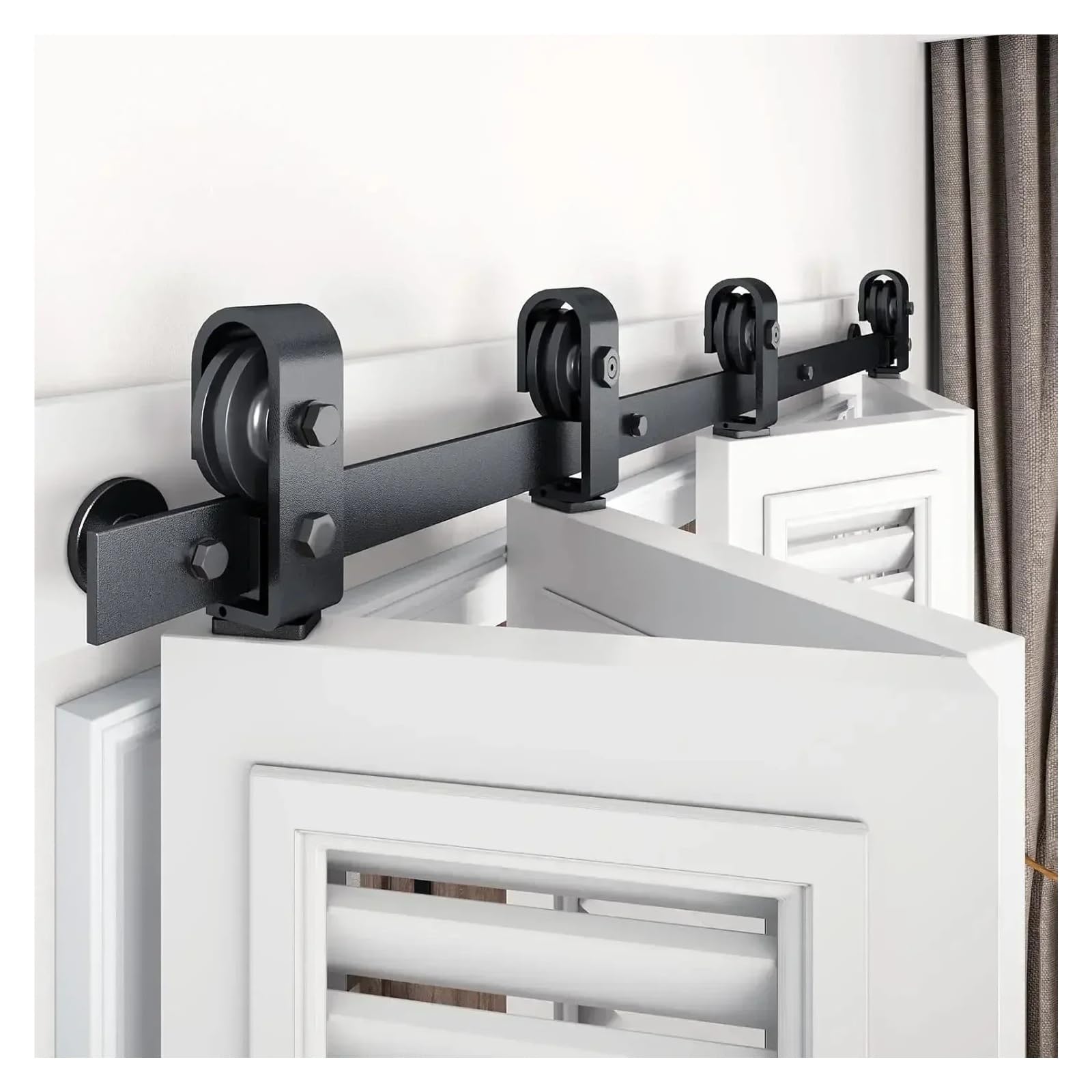 72" Bi-Folding Sliding Barn Door Hardware Track Kit for 4 Closet,Top Mount Roller,Smooth Gliding