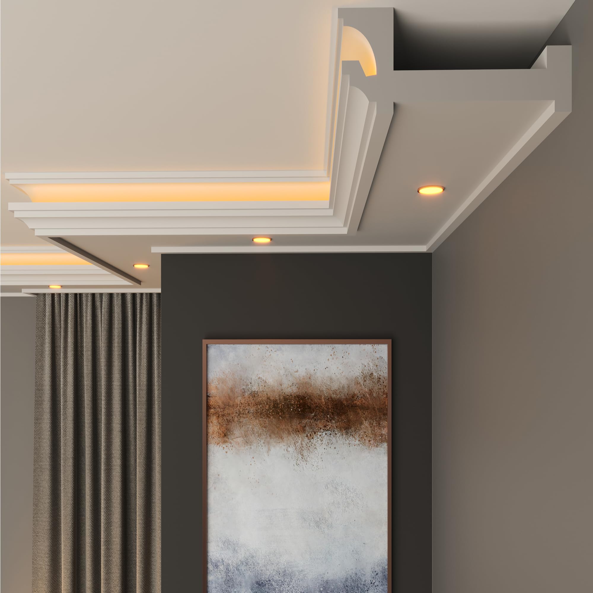 FAST DECOR Premium XPS LED Coving for Ceilings, Lightweight Decorative Cornice Moulding Trim, Paintable Finish, Easy DIY Installation, Cornice Coving, Ceiling Coving (CLS13, InternalCorner 20cm)