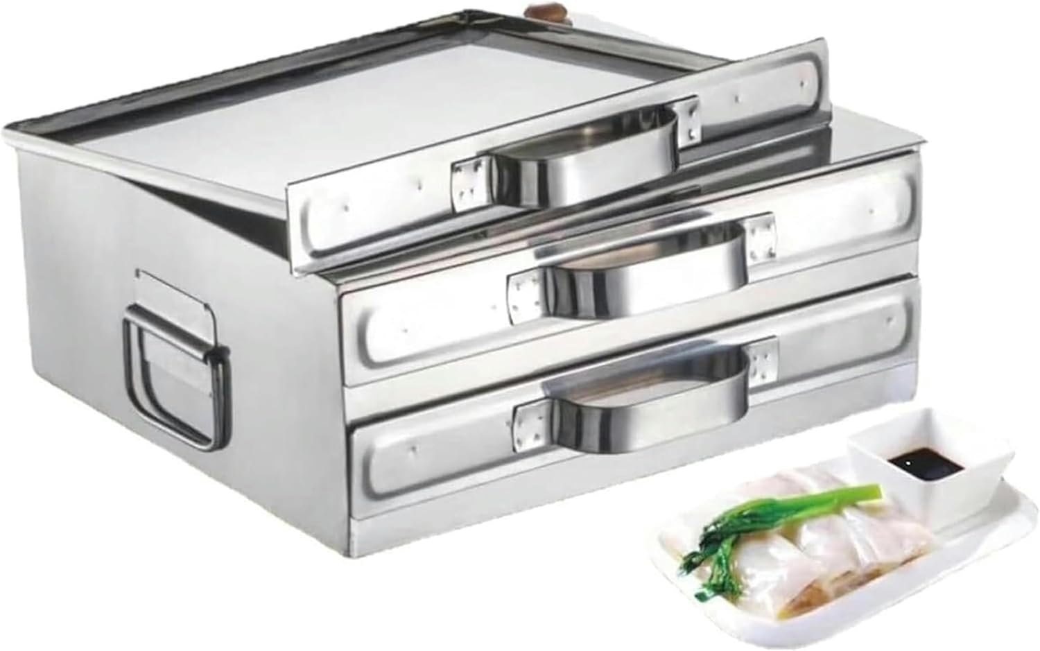 Vermicelli Roll Machine, Rice Noodle Roll Steamer, Stainless Steel Steamer, Can be Used for Steaming Rice Noodle Rolls, Steamed Buns, and Dumplings-