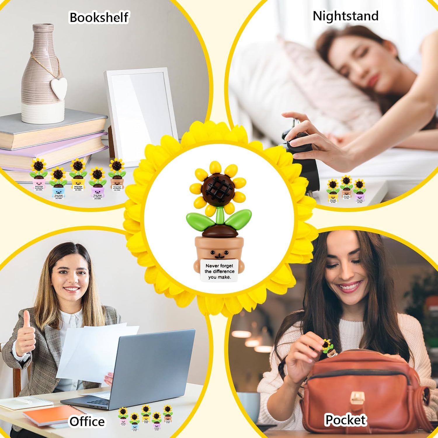 Gejoy 50 Pcs Mini Rubber Sunflower Toys Positive Gifts Colorful Sunflower Figures Decorations and Encouragement Birthday Motivational Gifts for Colleague Staff Teacher