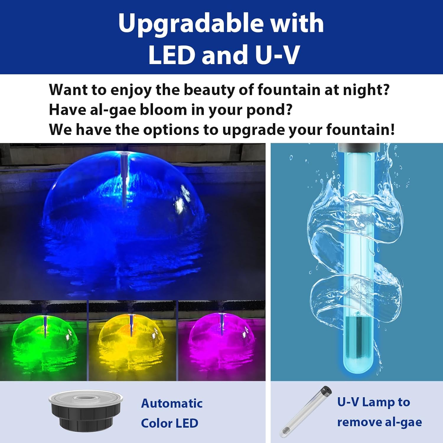 All-in-One Pond Waterfall Kit & U - V Light Bulb