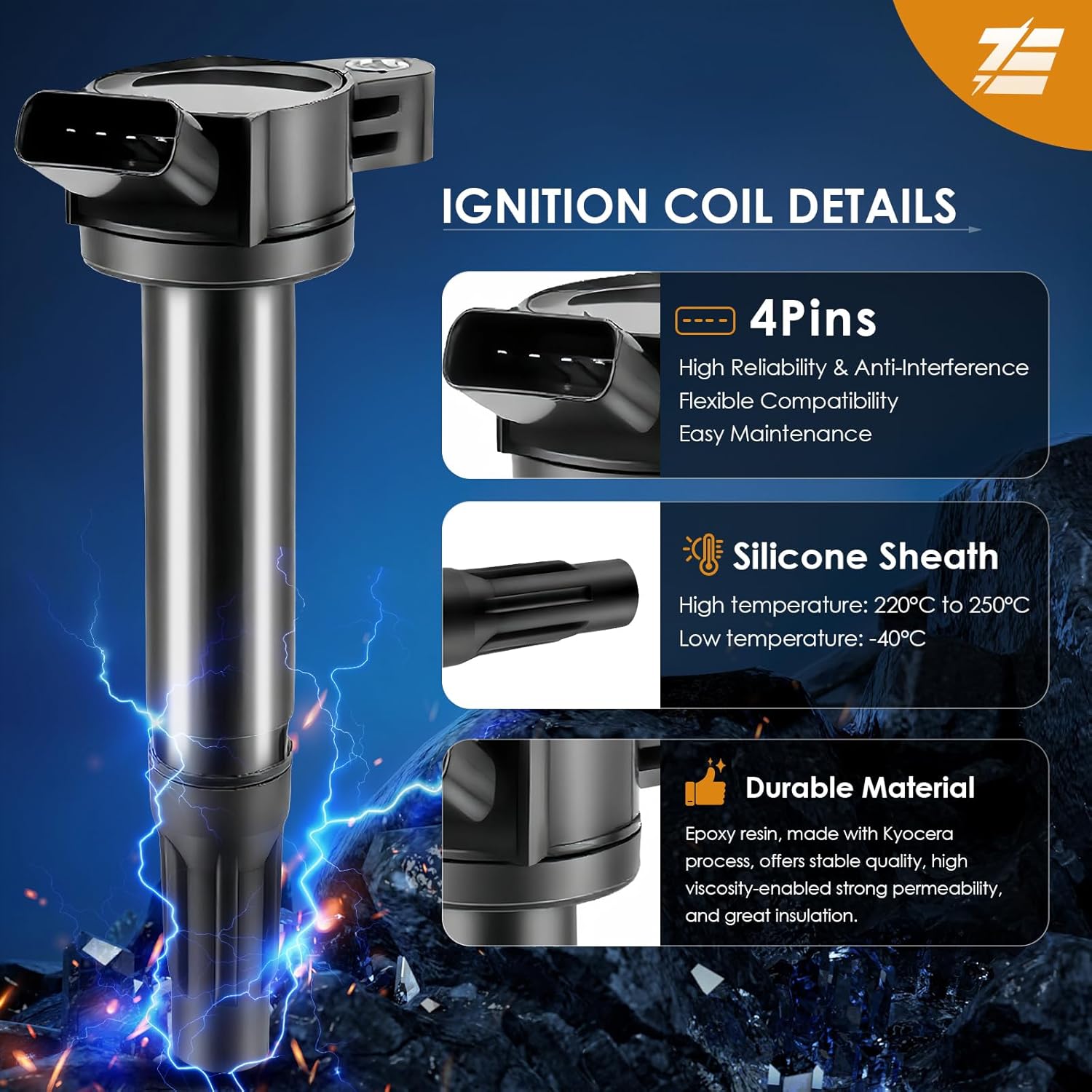 EzeXpreze Set of 6 Ignition Coils Spark Plugs for Toyota Sienna Avalon Camry Highlander RAV4 Lexus RX350 IS350 ES350 2007 2008 2009 2010 2011 2012 2013 2014 2015 Coil Packs Spark Plugs 3.5 V6# UF487