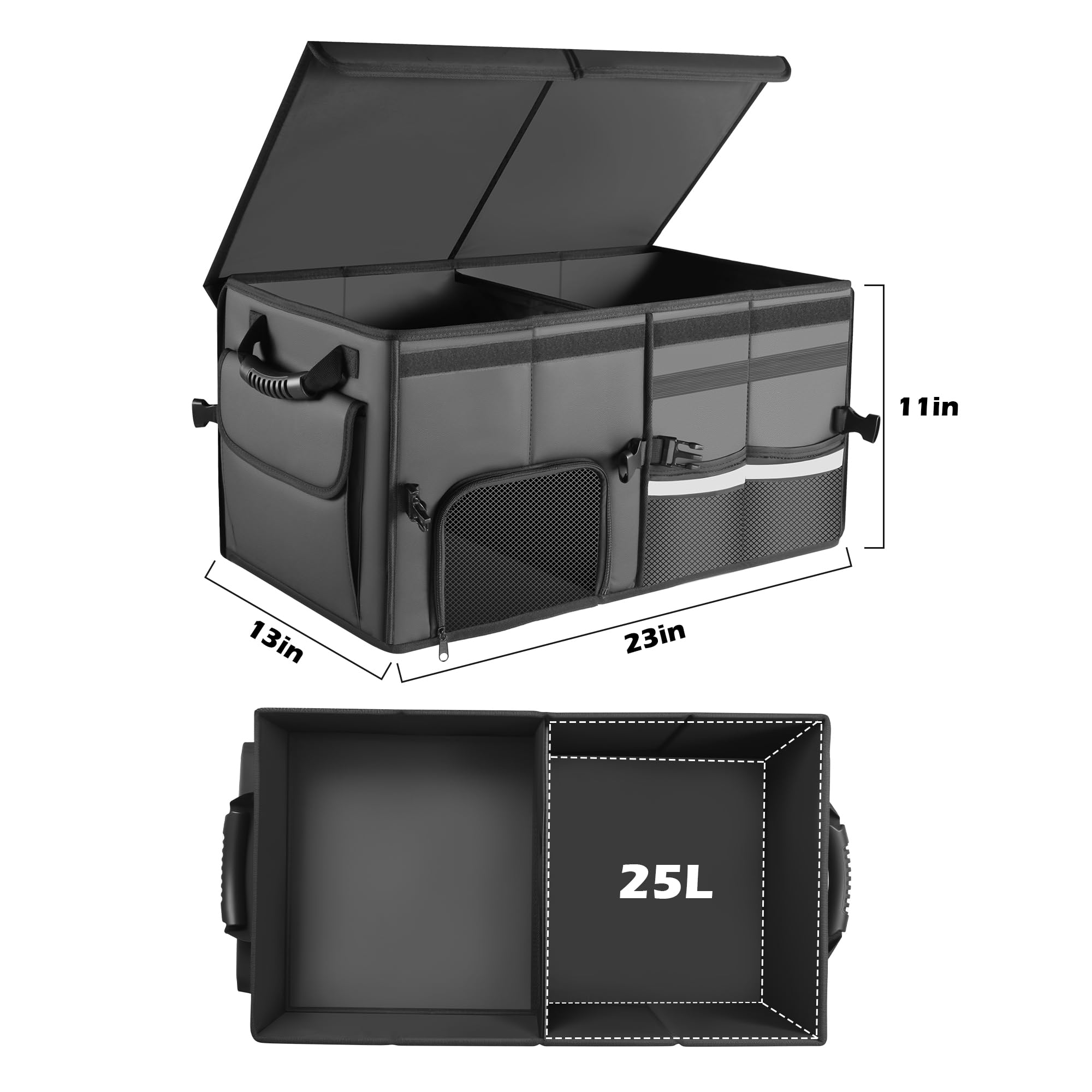 Kofferraum Organizer Auto, Leder Aufbewahrungsbox,2 Compartment