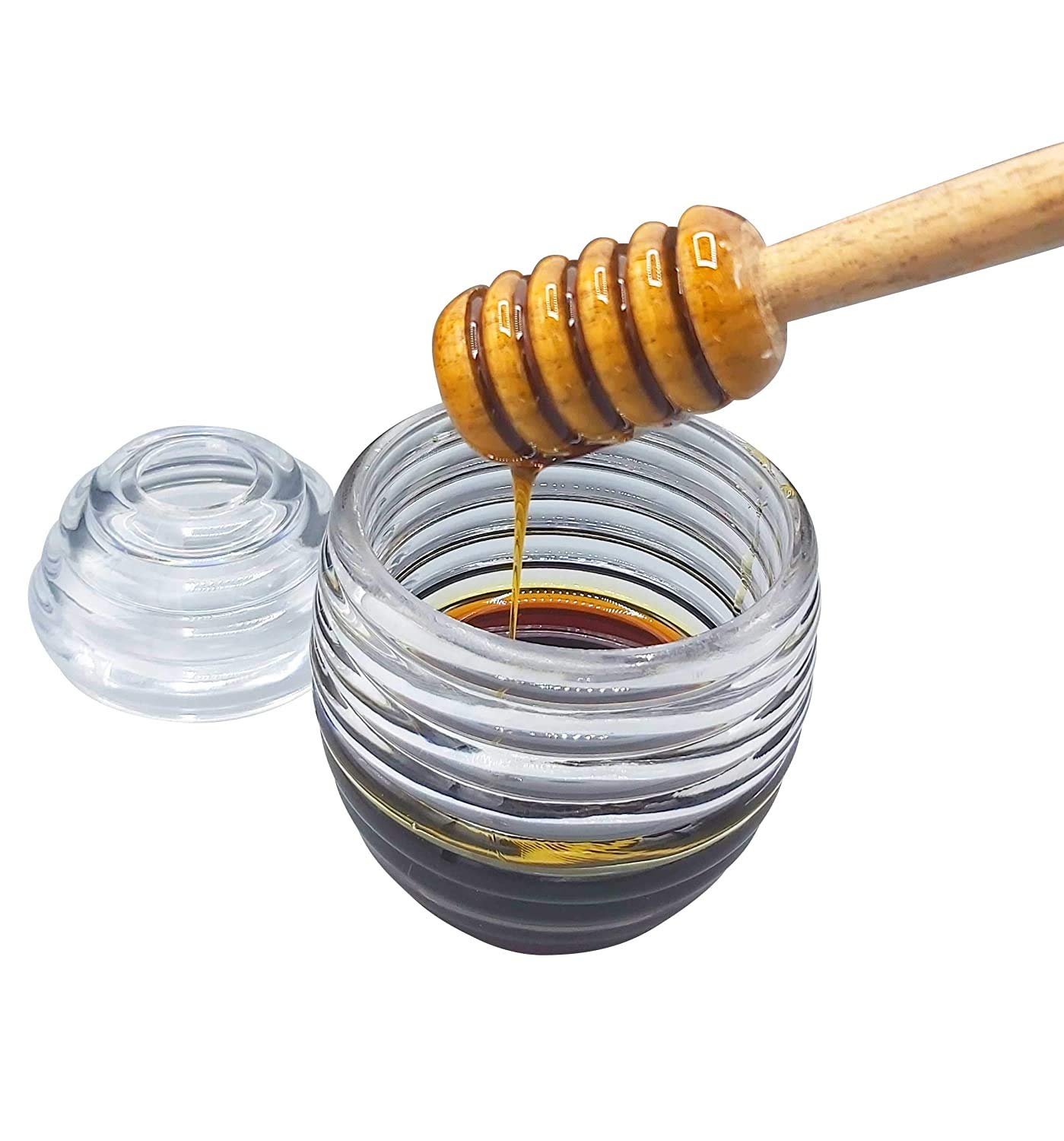 Right Products 5 Inch Long Handcrafted Wooden Honey Dipper Stick - Pack of 2 1