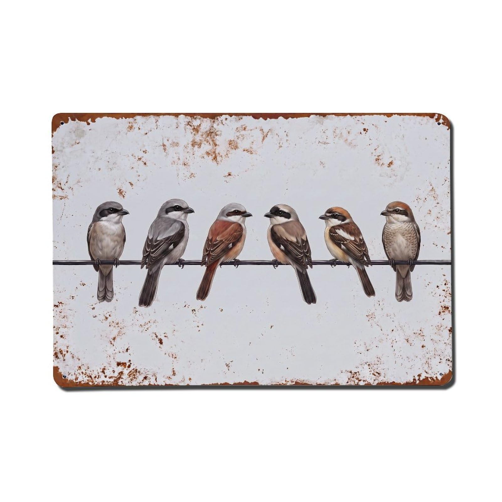Vintage Retro Birds Shrike Metal Tin Sign