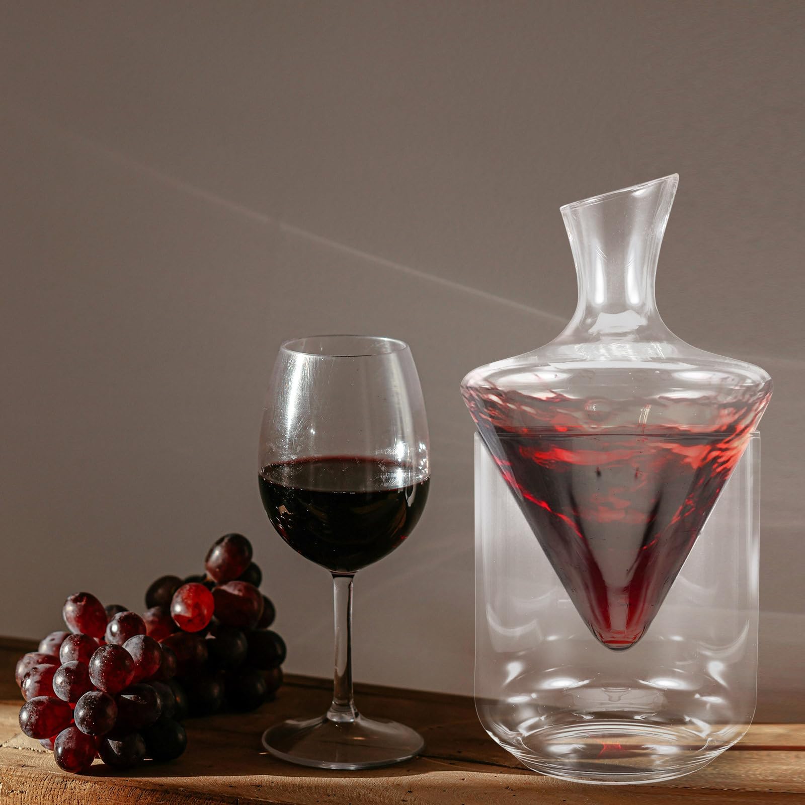Decanter per Vino in Vetro Trasparente Design Obliquo, Distributore e Secchiello per Ghiaccio in Vetro, Set per Degustazione e Servizio Vino da Bar, per Casa e Intrattenimento