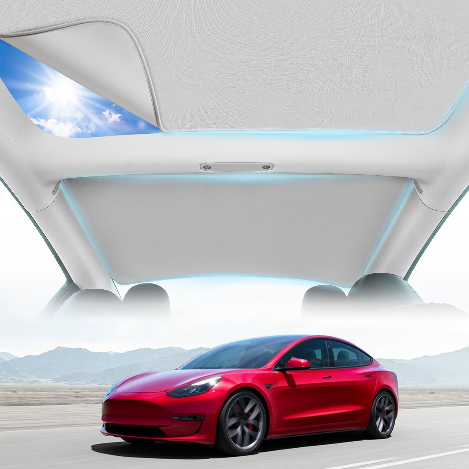 Photo 1 of New Static Cling Tesla Model 3 Roof Sunshade, Tesla Electrostatic Adhesion Sunshade for Model 3, Tesla Glass roof Sunshade