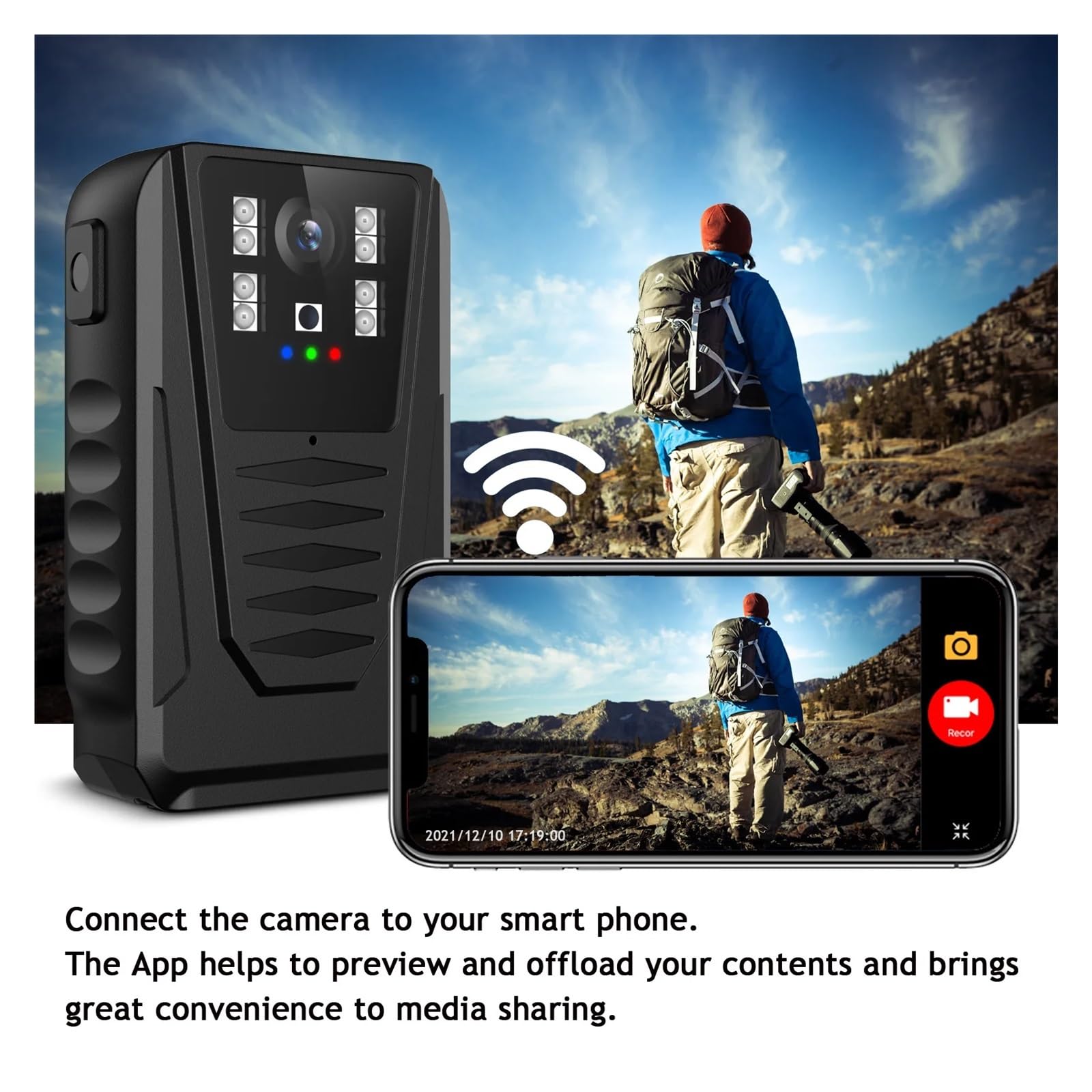 Mini kamera korpusowa 1080P HD IP65 montowana na ciele mała przenośna wodoodporna noktowizor kieszeń bezpieczeństwa policyjna,Seria Straż(With 64G TF Card)