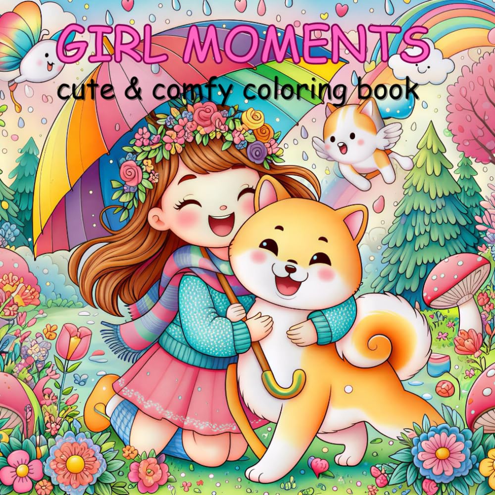 GIRL MOMENTS: Cute & Comfy Coloring BOOK; Adults and Teens Featuring and Girly Scenes for Relaxation