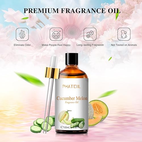 Miniatura 3 de Aceites de fragancia de pepino y melón PHATOIL 3.38 FL. OZ para aromaterapia, aceites esenciales para difusores para el hogar, perfectos para