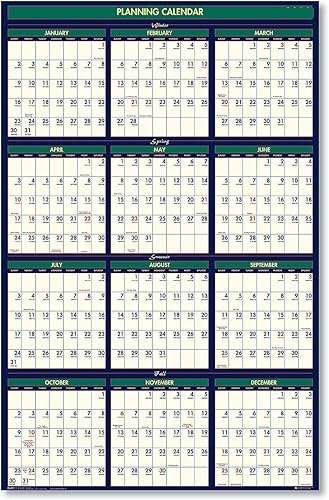 Miniatura 2 de House of Doolittle Calendario de pared de las cuatro estaciones 2023-2024, reversible, 24 x 37 pulgadas, julio - junio y enero - diciembre