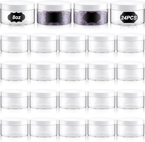 24 recipientes de plástico PET para cosméticos a prueba de fugas, frascos cosméticos vacíos con tapa y etiqueta, tarros de viaje de almacenamiento