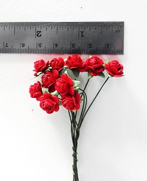 100 Pieces Handmade Artificial Pink Color Mini Roses for Crafts, Decoration, and Scrapbooking. Mulberry Paper Roses 1.0 CM