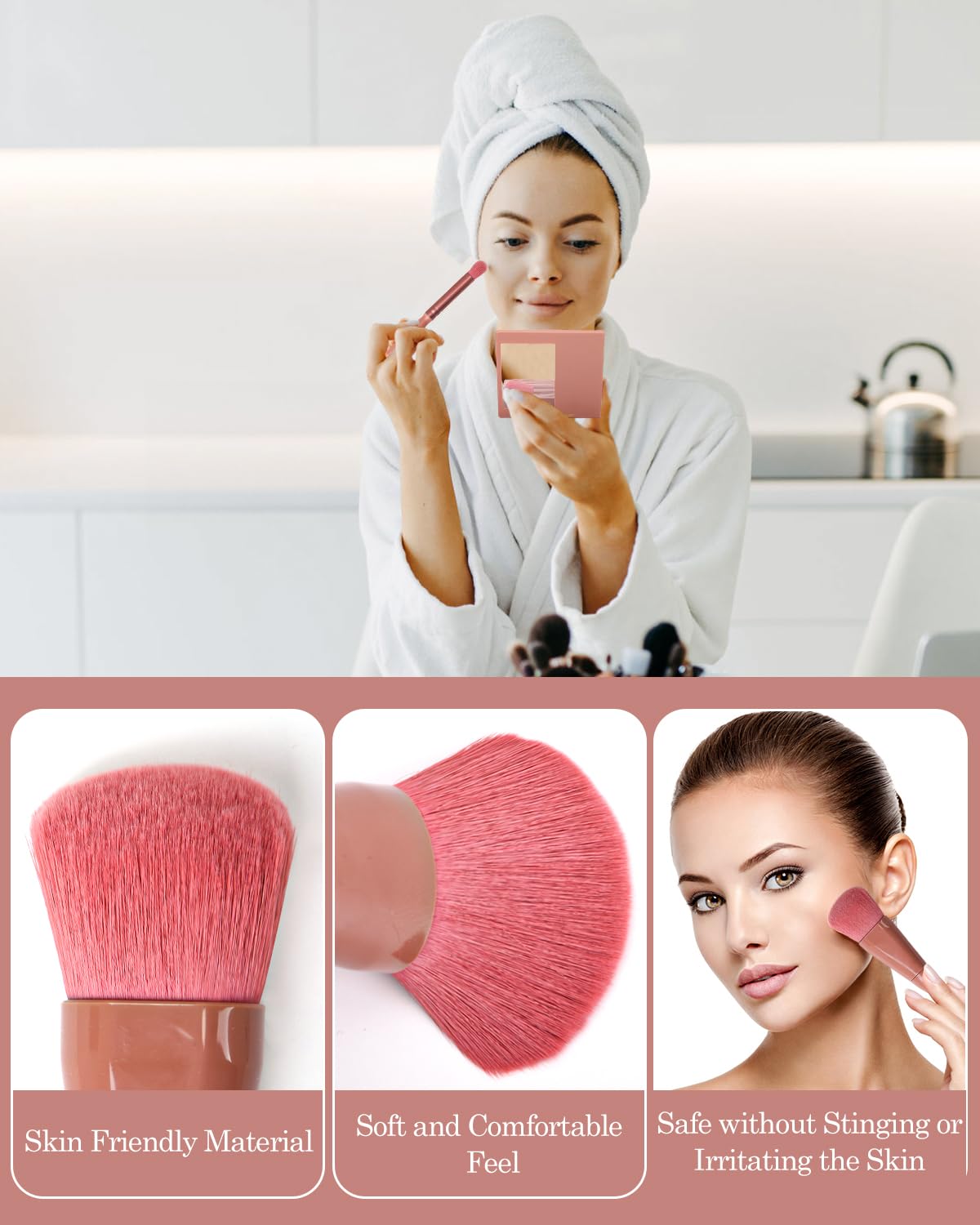 PGRODE Travel Size Makeup Brushes Mini Set including Hard Case and Built-in Mirror, 5Pcs Small Cosmetic Brushes - Image 4