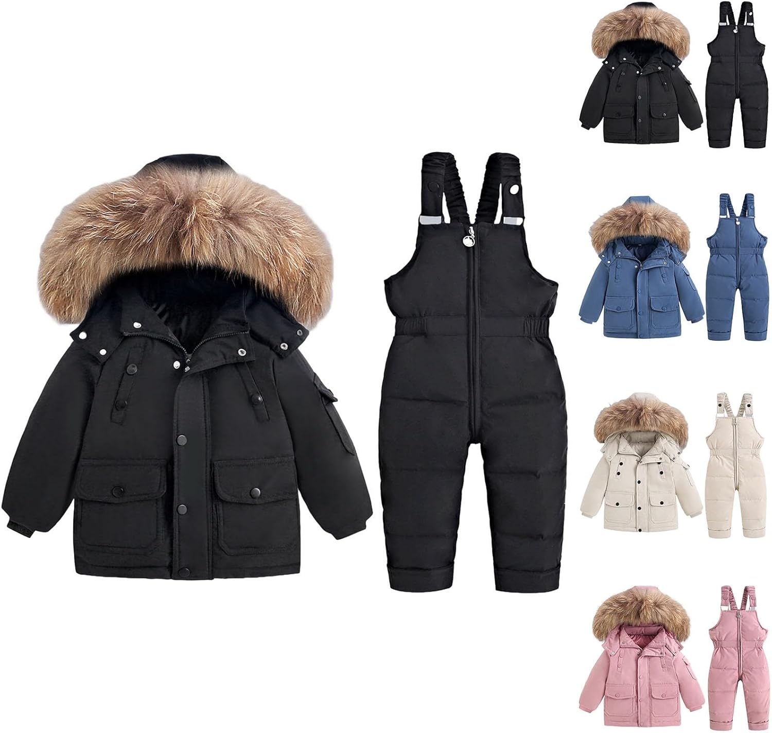 Girls' Toddler Heavyweight 2-Piece Skisuit Snowsuit Kids Winter Coat Snow Pants Waterproof Snowboard Hood Jacket Set