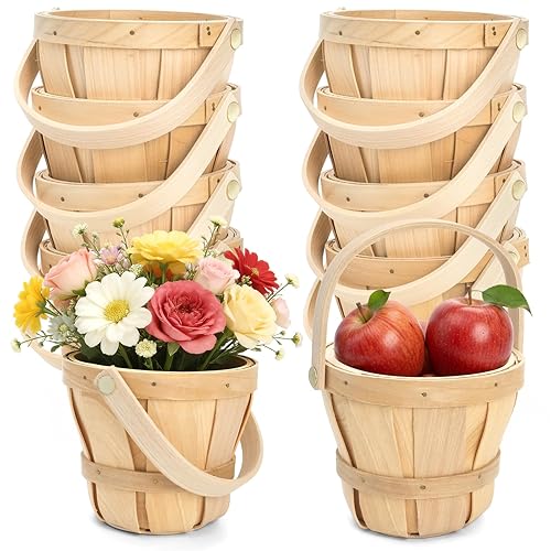 10 Pack Small Wooden Gift Basket, 4 x 4.7 Inch