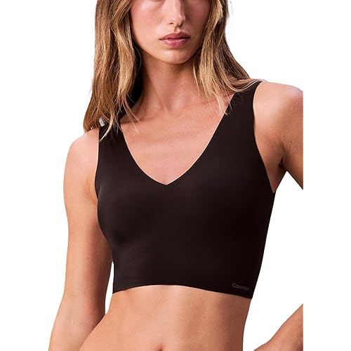 Calvin Klein Womens Invisibles Comfort Seamless Lightly Lined V Neck Bralette Bra