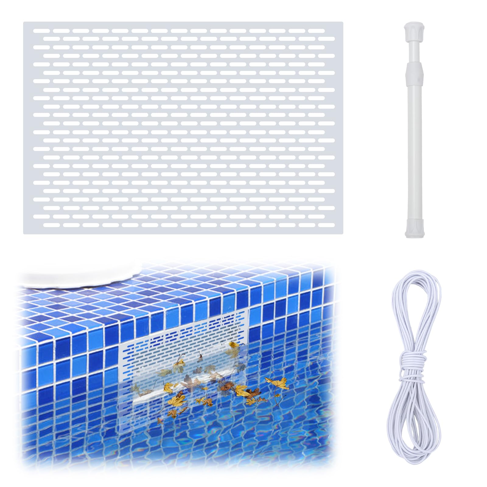 Qivine 3Pcs Pool Skimmer Guard, Leaf Skimmer Catcher Shield Protective, Rust-Proof Pool Skimmer Net with Easy to Install Durable for Inground Pool