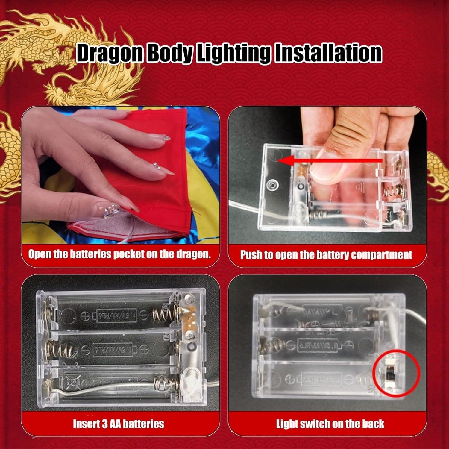 Wstążka smoka Streamer LED Dragon Poi z satynową wstążką, wielokolorowy, 3m-10m