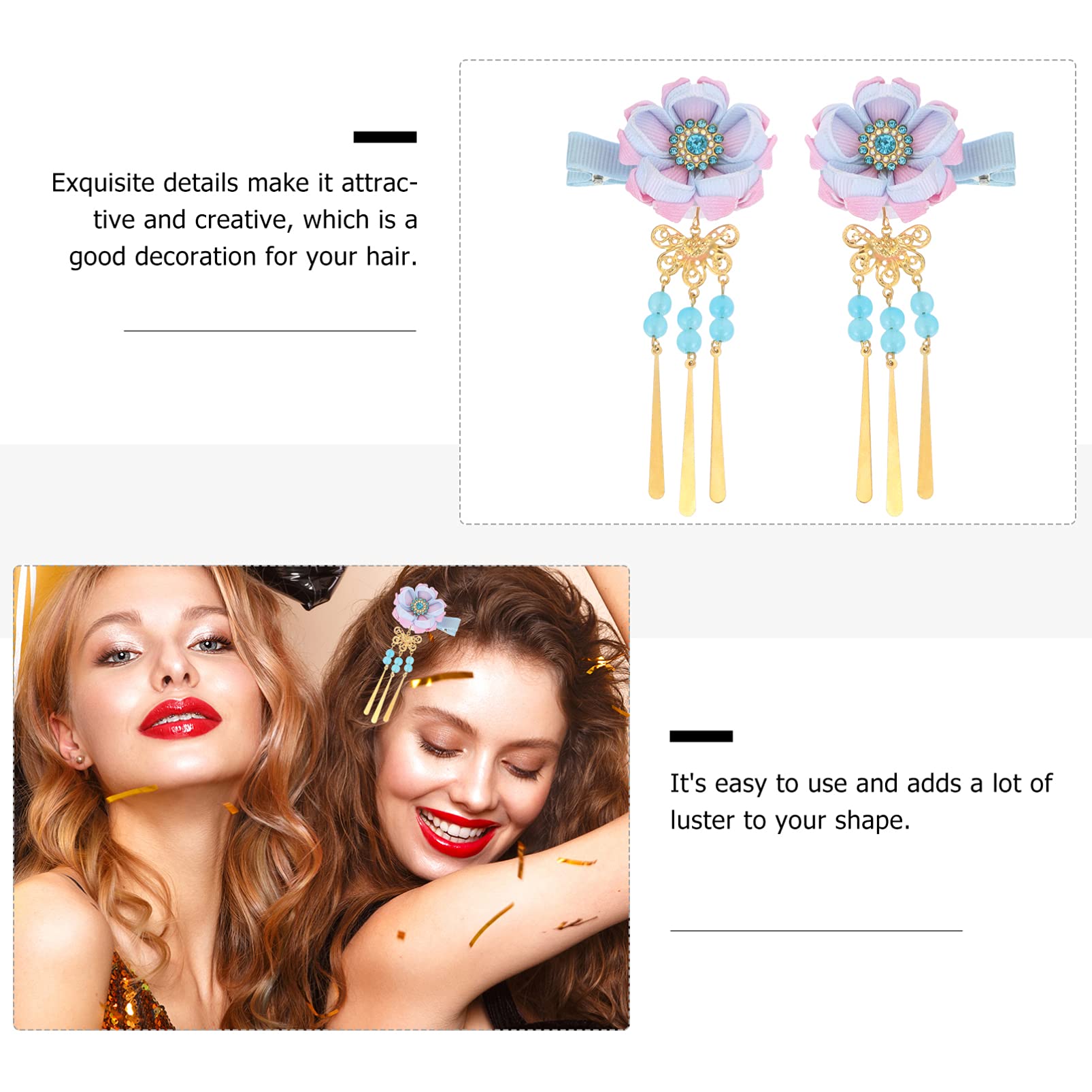 Amazon.com : Lurrose 1 Pair Japanese Style Hair Clips Flower Hair