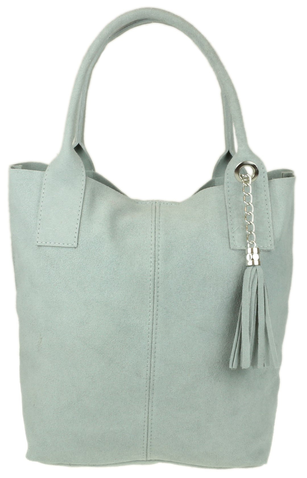 Girly Handbags Womens Italian Suede Leather Open Top Real Metallic Snake Shoulder Bag