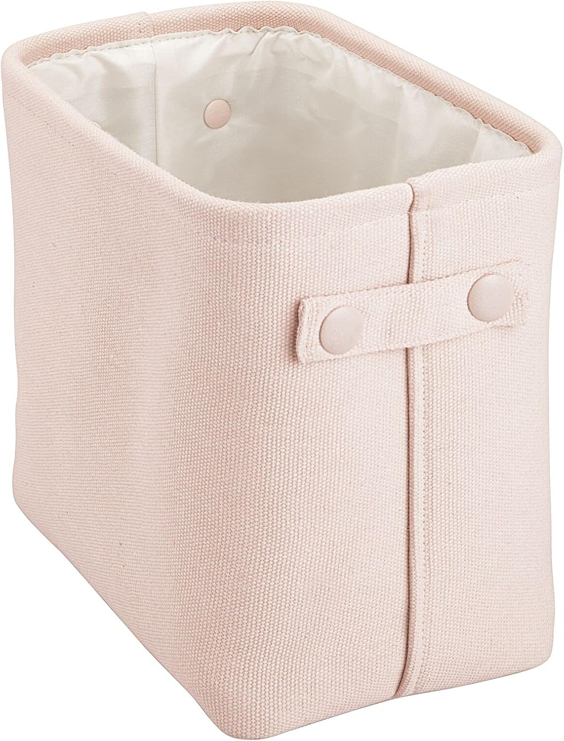 mDesign Soft Cotton Fabric Closet Storage Organizer Bin Basket Storage Organizer for Bathroom - Attached Handles - Use on Vanity, Cabinet, Shelf, Countertop, Tall, 2 Pack - Pink/Blush : Home & Kitchen