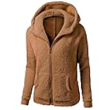 Womens Sherpa Jacket Warm Fuzzy Fleece Jackets Zip Up Hoodies Fluffy Teddy Coat Pullover Sweatshirt Winter Outwear