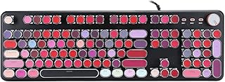 ASHATA Mechanical Gaming KeyboardLipstick Mechanical Keyboard Wired Gaming Keyboard,104 Keys Punk Computer Accessory Wired USB Keyboard for Windows PC