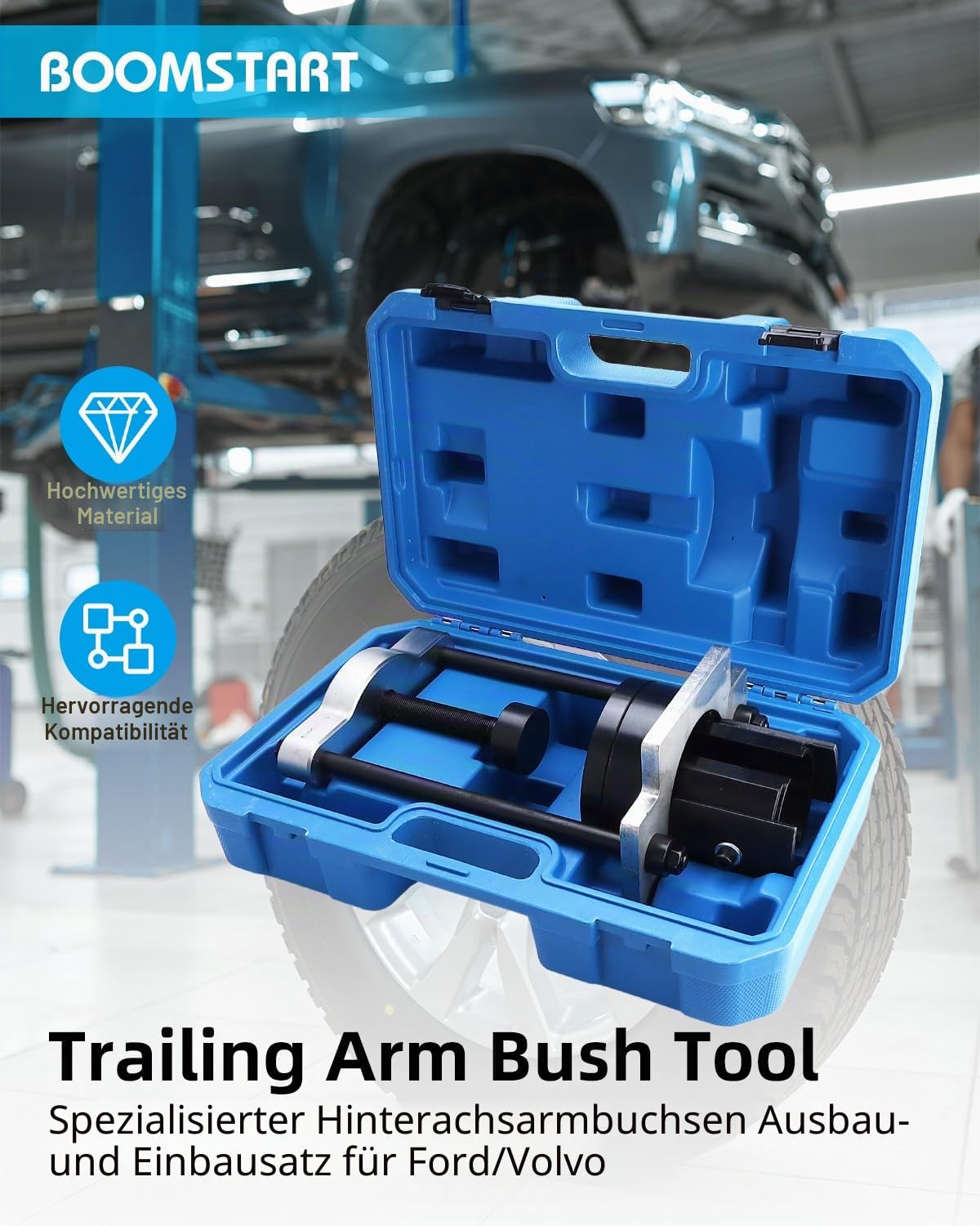 BOOMSTART Schwingarm-Lagerstange-Werkzeug für Ford/Volvo - Hinten Schwingarm-Lagerstange Ablage & Montage - Kompatibel mit S-Max, Galaxy, Mondeo, S60, S80, XC60, V70, XC70