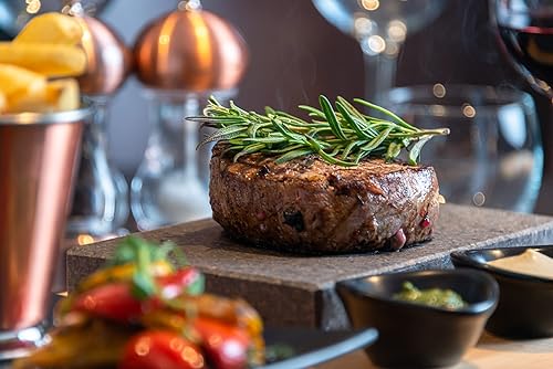 Miniatura 2 de Black Rock Grill Steak Stone, parrilla de piedra caliente, roca caliente chisporroteante, parrilla de interior, piedra de cocción con moldes negros