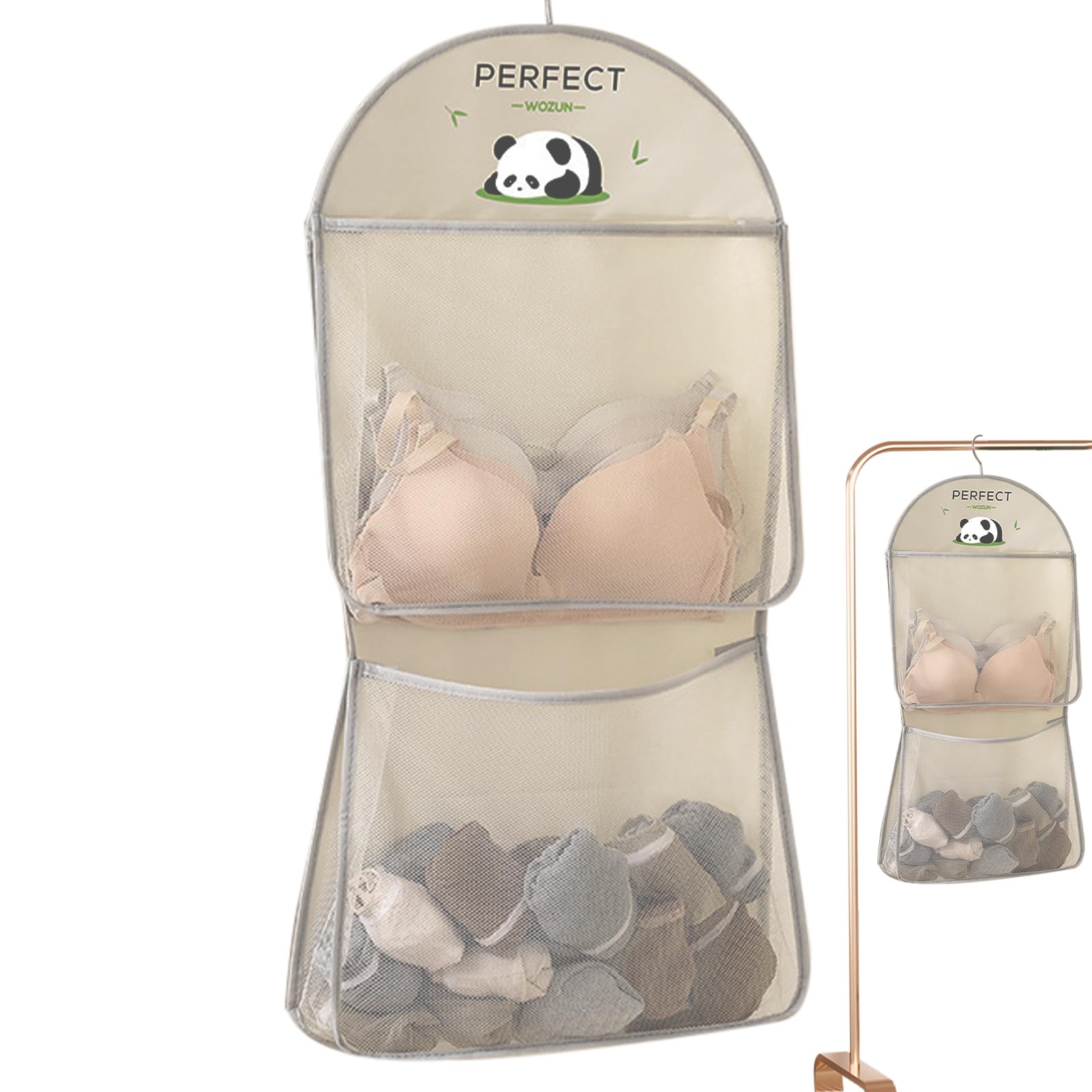 Closet Mesh Storage Bag - Multi Layer Organizer with Hooks | Transparent Visual Design with High Breathability Fabric & Reinforced Hangers for Shower Rooms, Gym Lockers, College Dorms and RV Cabins