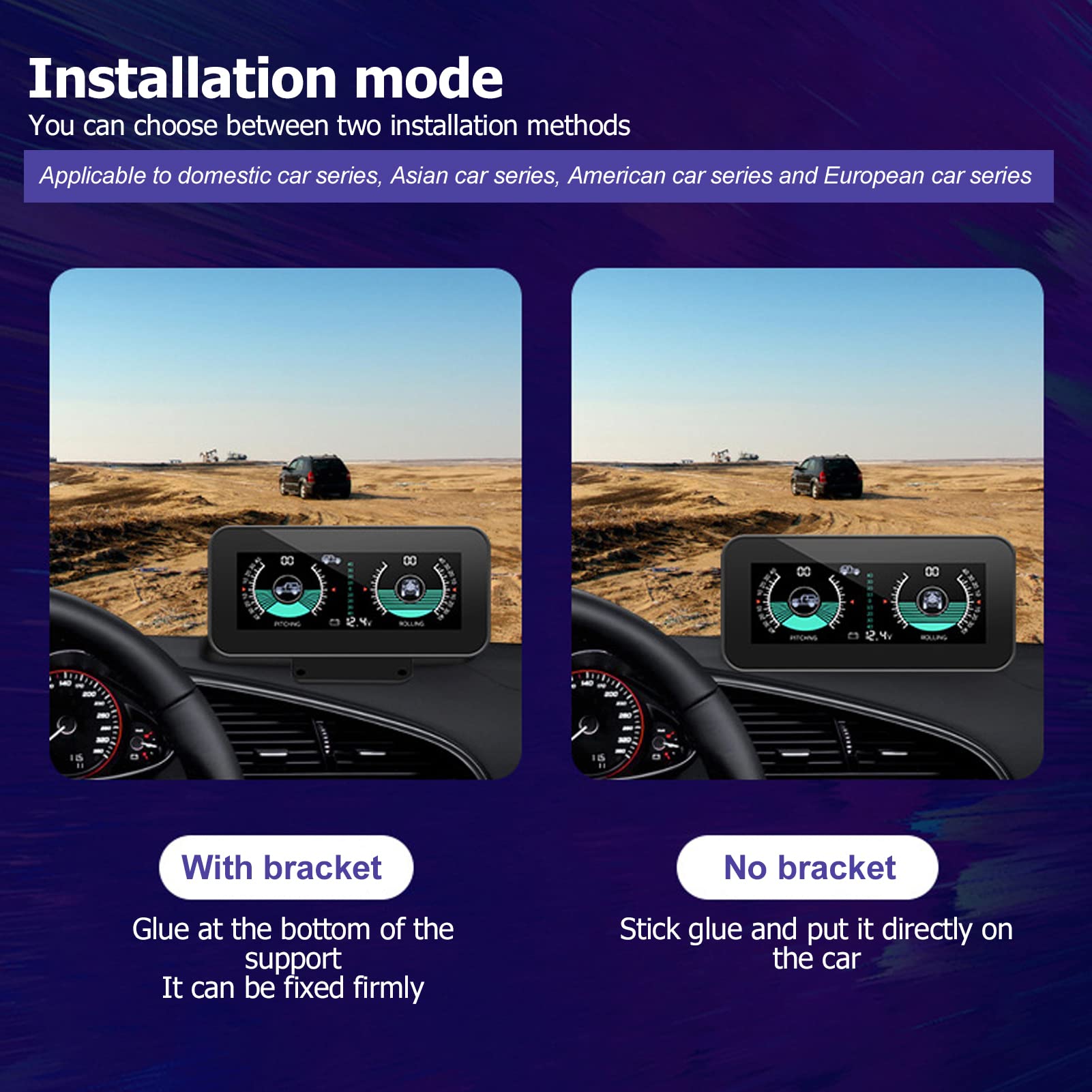 Inclinómetro, Medidor de Pendiente de Alta Resolución Hud con Alta Sensibilidad para Automóvil