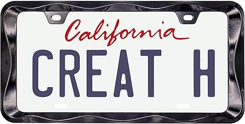 Creathome - Marco de matrícula negro con patrón de ondas rizadas en 3D, de aleación de zinc puro