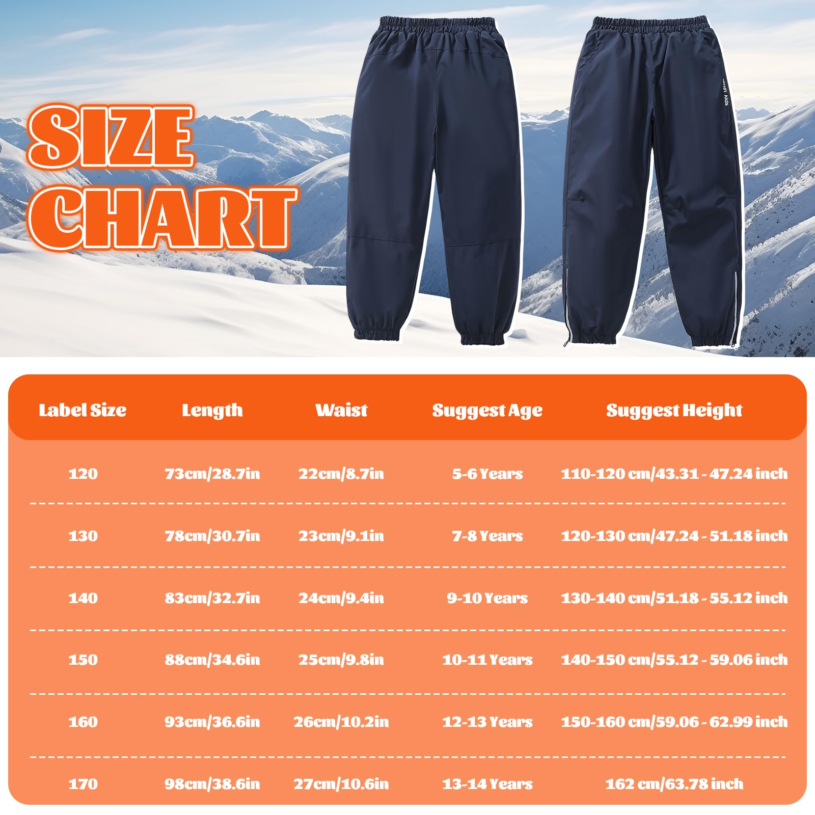 Pantaloni Softshell Impermeabili con Foderato in Pile per Bambini, Inverno Antivento Termico Caldo Trekking Neve Escursionismo Sci Pantalone Antipioggia Ragazzo Ragazze 5-14 Anni