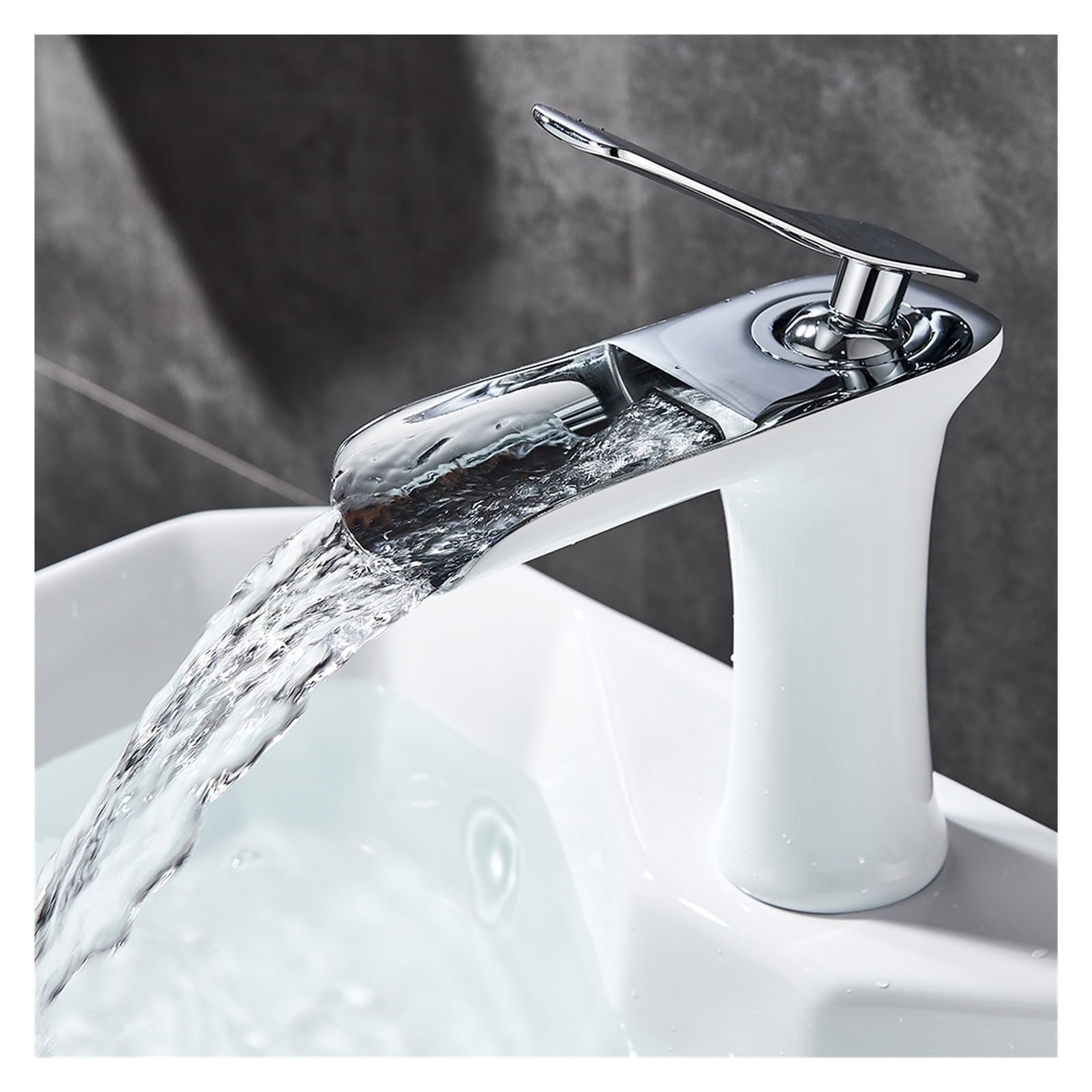 Robinet de lavabo luxe blanc et chrome en laiton massif style moderne